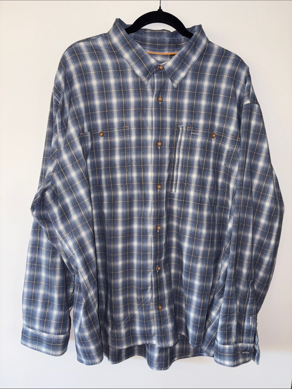 Orvis Blue and White Plaid Button-Down Shirt- XXL